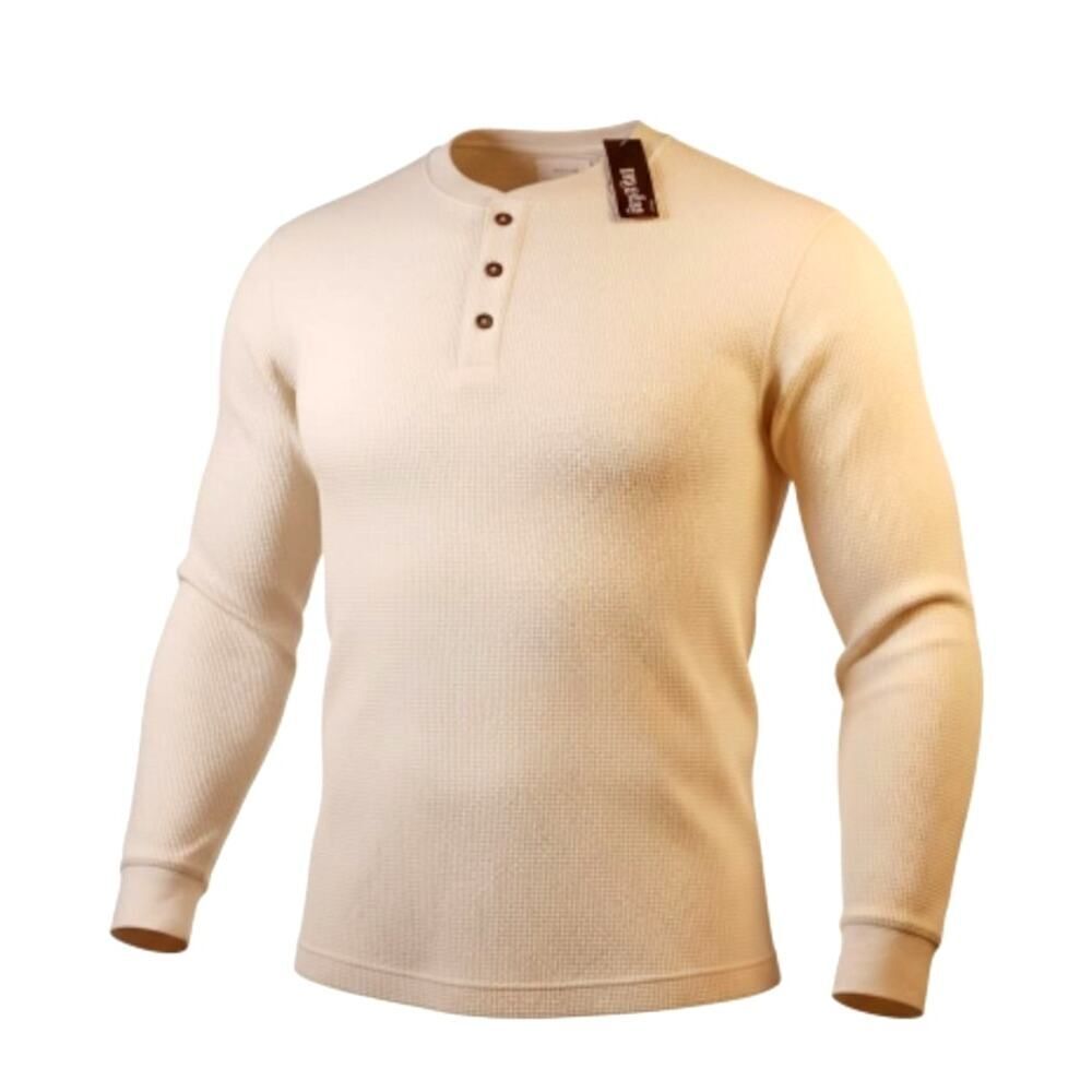 St. John's Bay Men's New Ivory 3 Button Thermal Shirt - Size 2XL